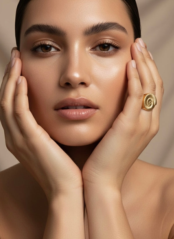 Gold Textured Spiral Statement Ring