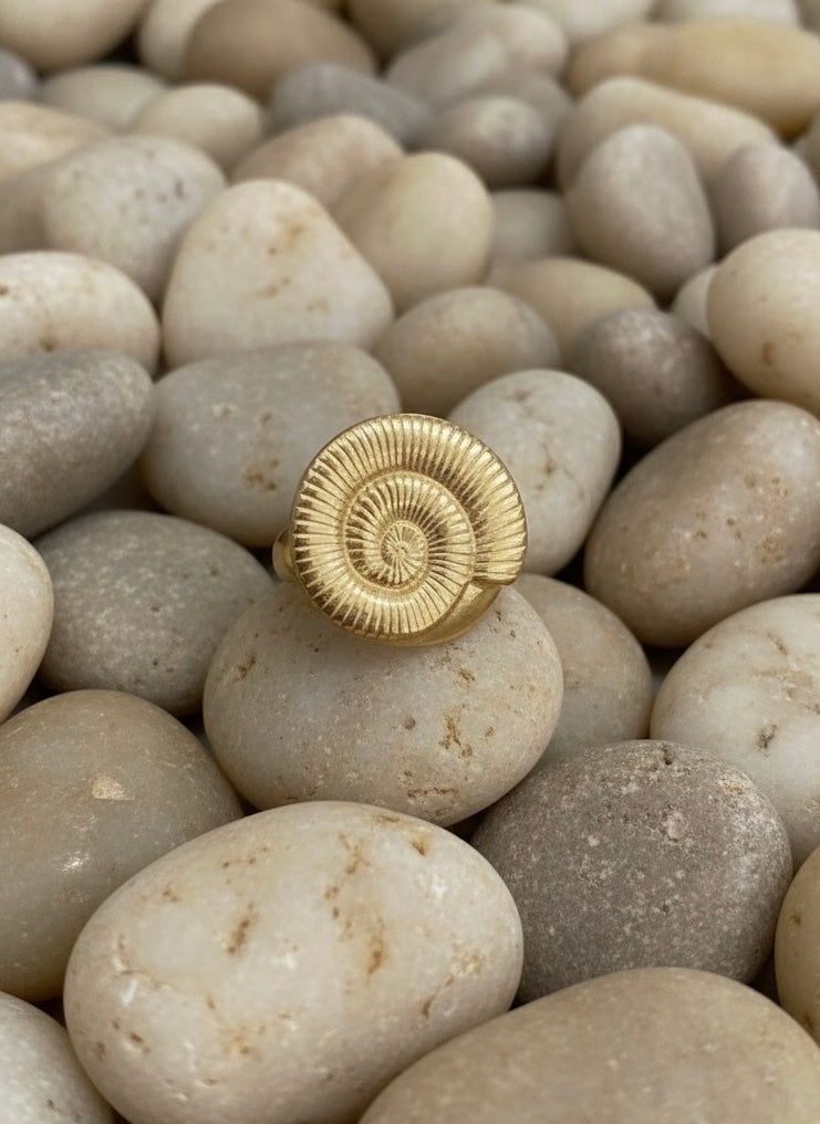 Gold Textured Spiral Statement Ring