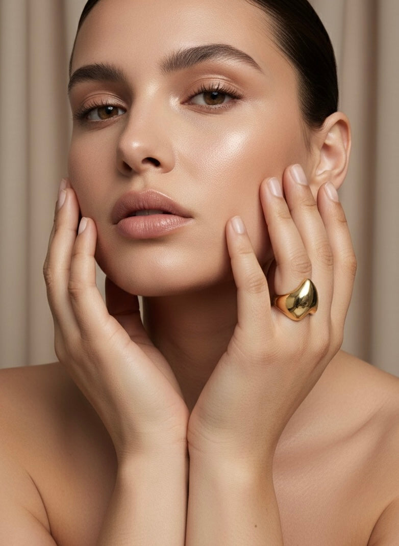 Sculpted Molten Gold Statement Ring