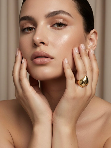 Sculpted Molten Gold Statement Ring