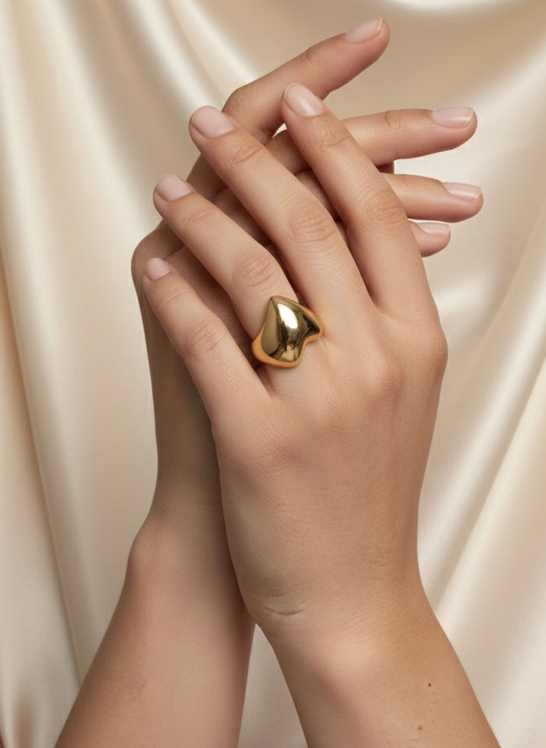 Sculpted Molten Gold Statement Ring