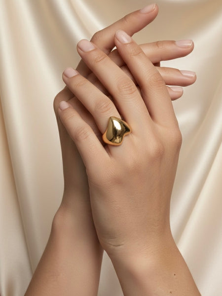 Sculpted Molten Gold Statement Ring