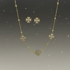 Women gold necklace set with studs
