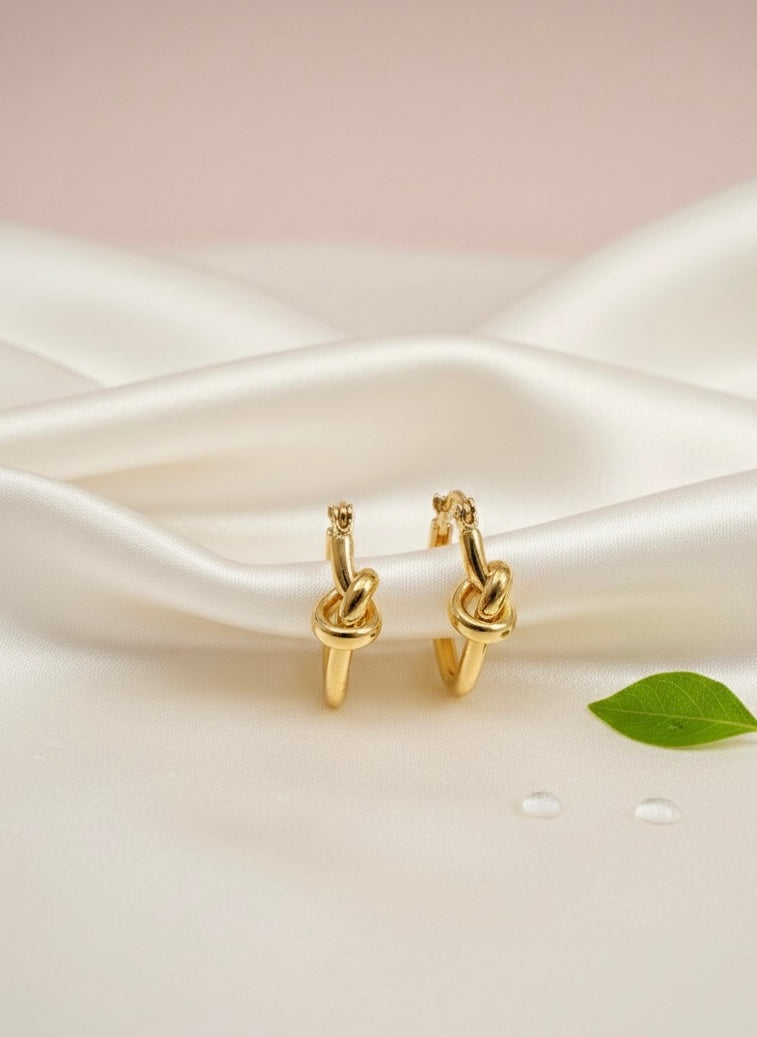 Twisted Knot Gold Hoops 