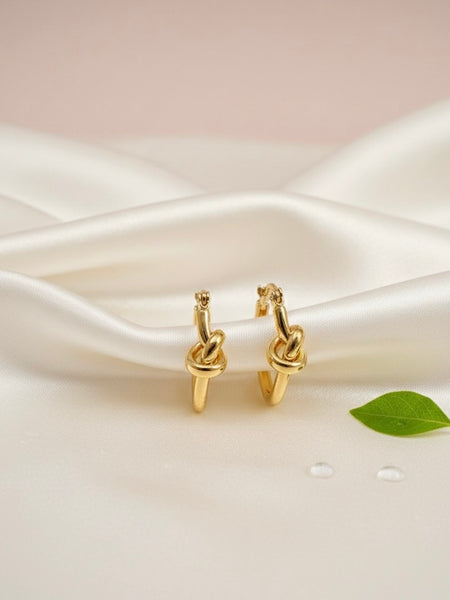 Twisted Knot Gold Hoops 