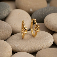 Twisted Knot Gold Hoops Earring