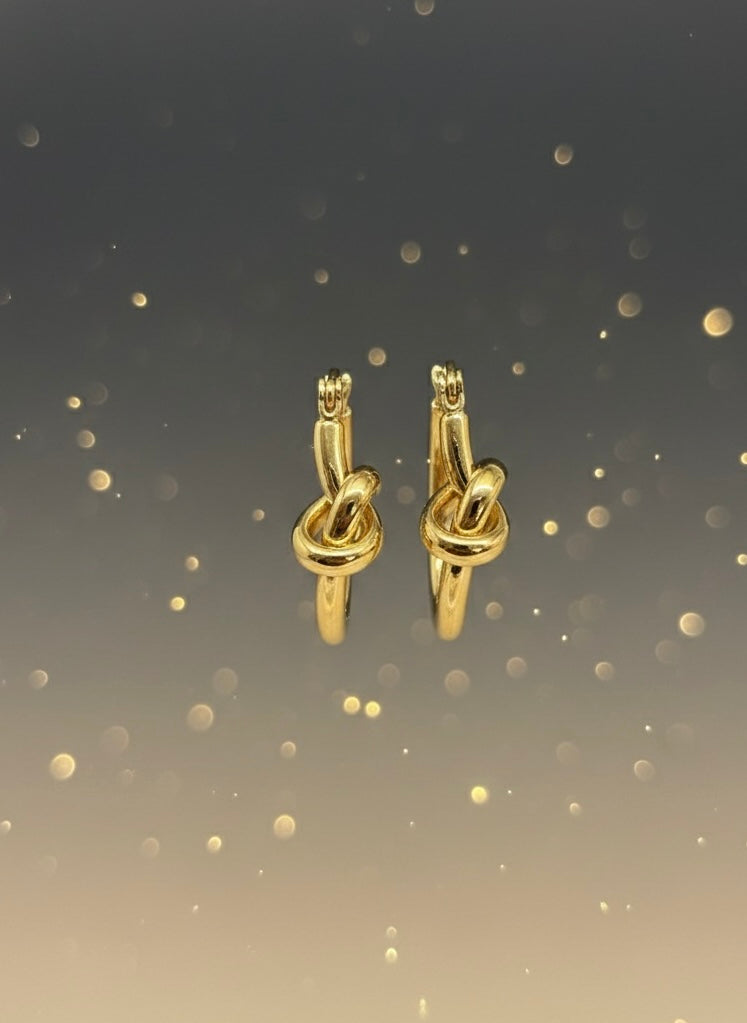 Twisted Knot Gold Hoops Earring Image