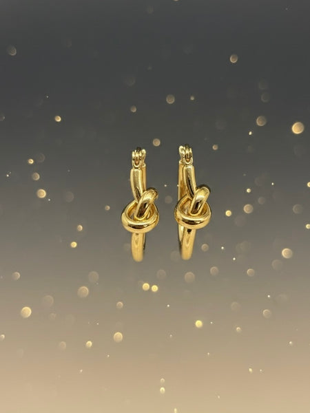 Twisted Knot Gold Hoops Earring Image