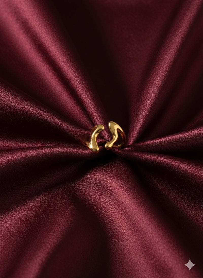 Abstract Molten Form Adjustable Gold Ring