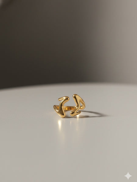 Abstract Molten Form Adjustable Gold Ring