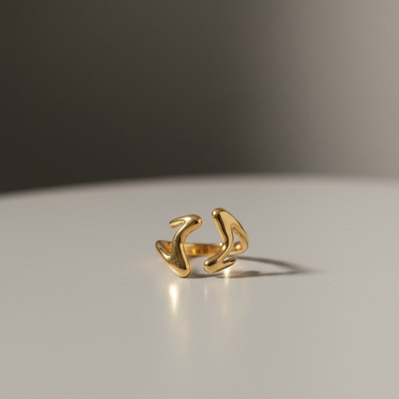 Abstract Molten Form Adjustable Gold Ring