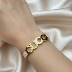 Pink and gold Gucci style kada for women
