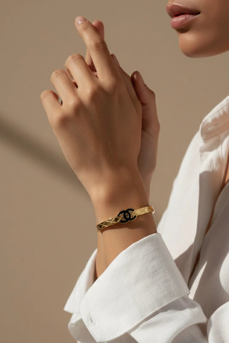 Stainless steel golden kada bracelet
