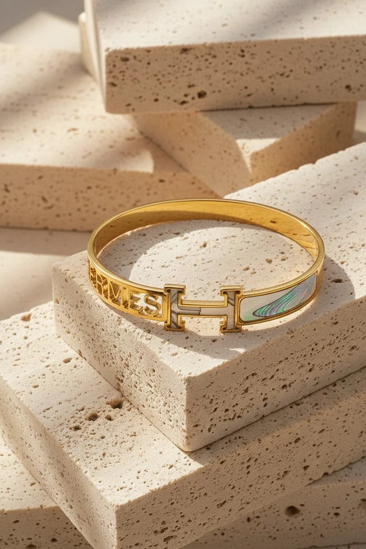 Stainless steel sea green enamel kada
