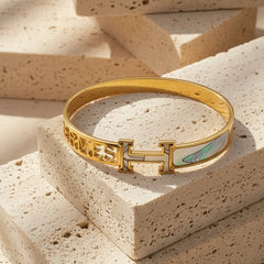 Stainless steel sea green enamel kada
