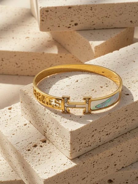 Stainless steel sea green enamel kada
