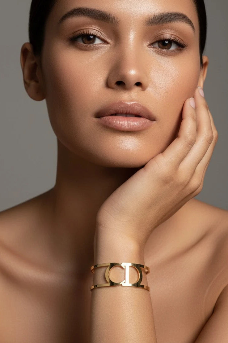 Stainless steel golden cuff bracelet
