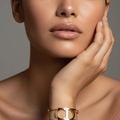 Stainless steel golden cuff bracelet
