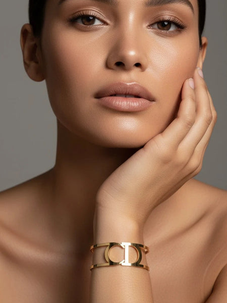 Stainless steel golden cuff bracelet
