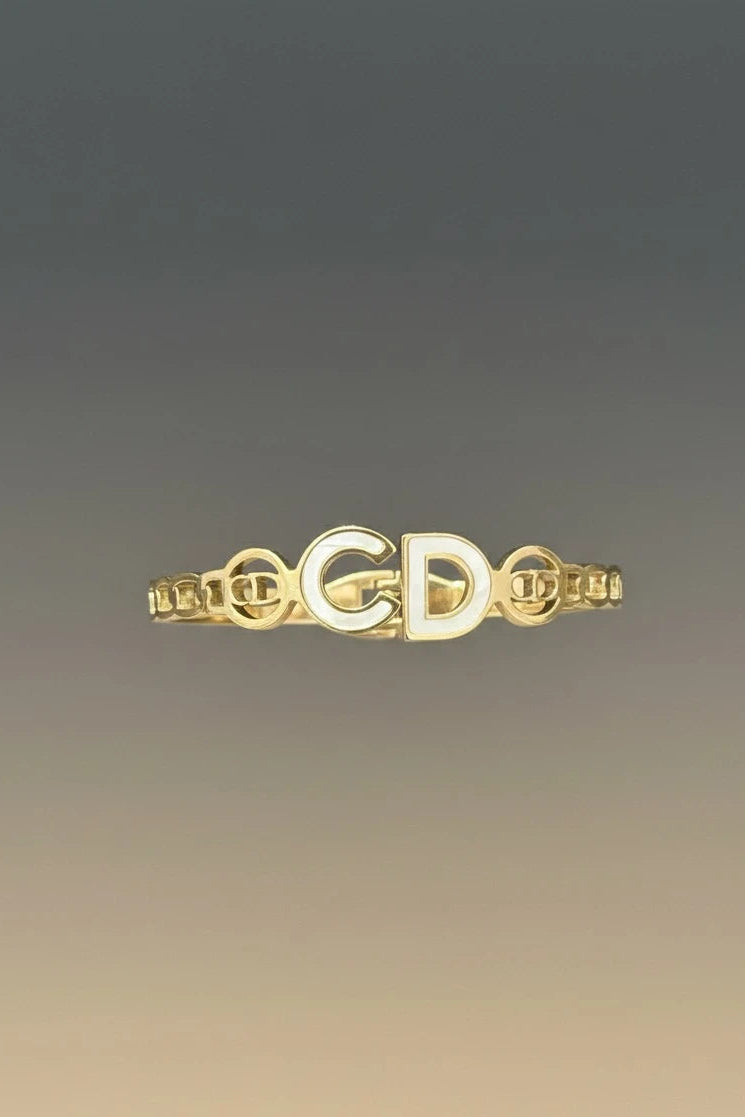 Golden and white stainless steel kada for women
