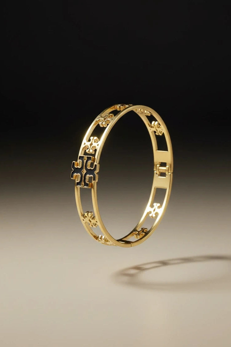 Golden and black stainless steel kada for women
