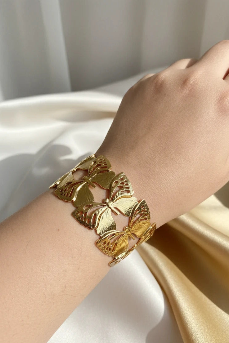 Stainless steel butterfly cuff bracelet
