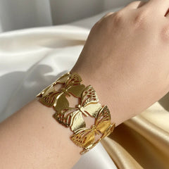 Stainless steel butterfly cuff bracelet
