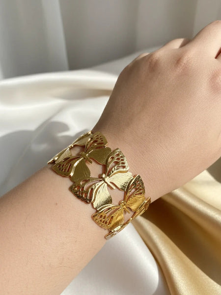 Stainless steel butterfly cuff bracelet
