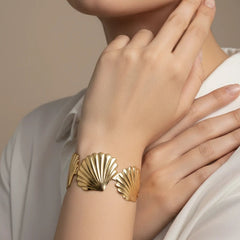 Stainless steel shell cuff bracelet
