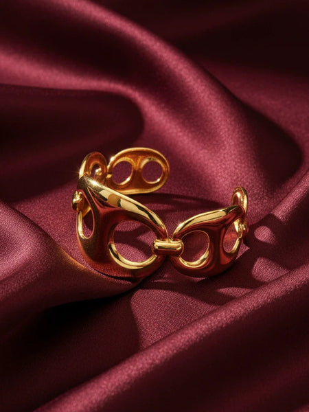 Stainless steel link cuff bracelet
