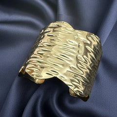 Bold textured gold cuff bracelet
