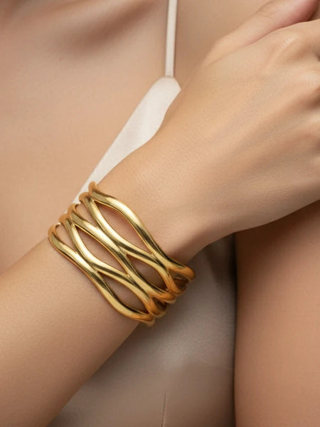 Modern layered cuff bracelet design
