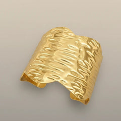 Golden textured big cuff bracelet for women
