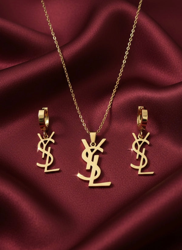 Golden YSL Necklace Set / Gold Plated
