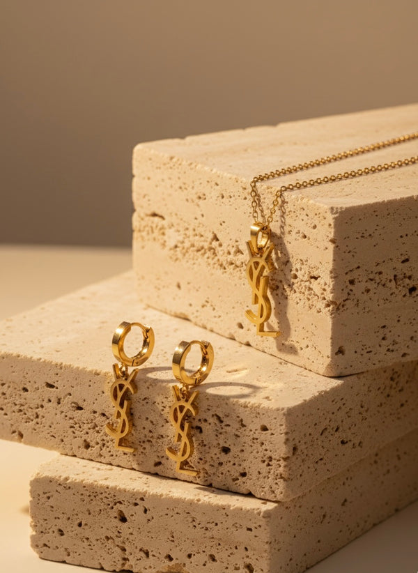 Golden YSL Necklace Set / Gold Plated