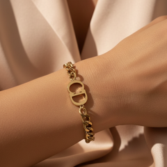 Amaura Regal Link Gold Bracelet On Hand