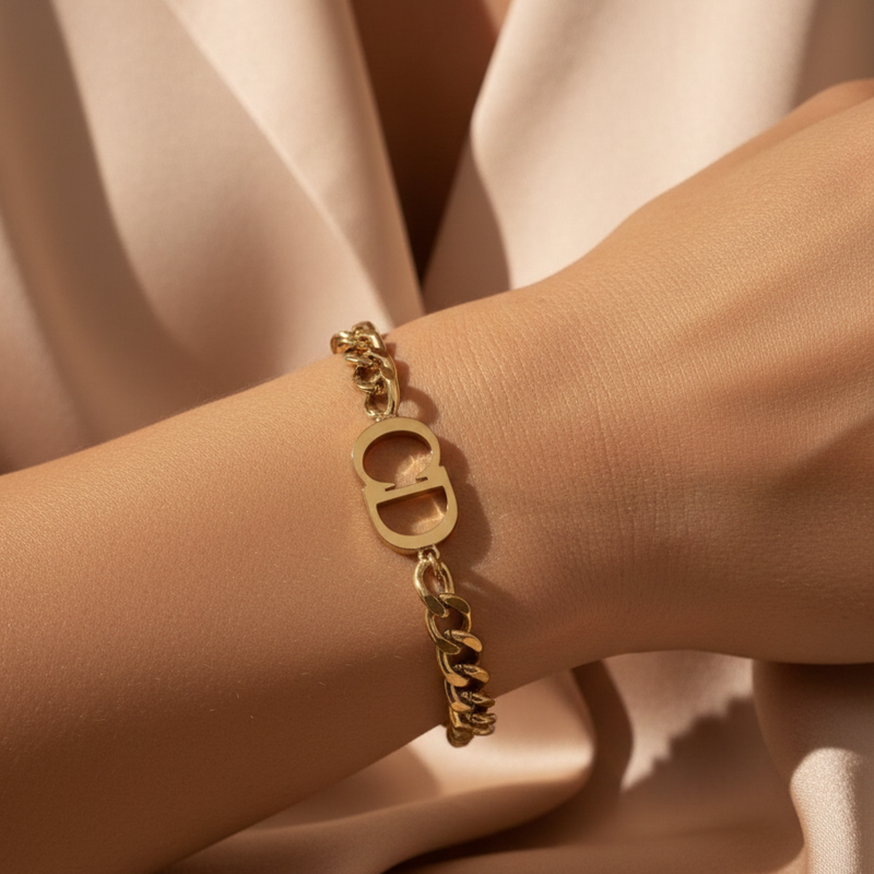 Amaura Regal Link Gold Bracelet On Hand