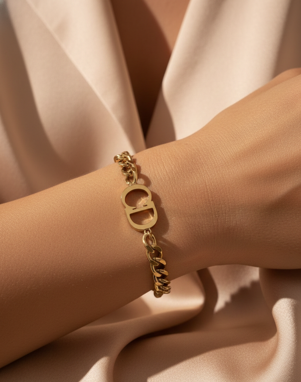 Amaura Regal Link Gold Bracelet On Hand