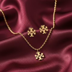 Classic Gold Neck Set Satin Cloth