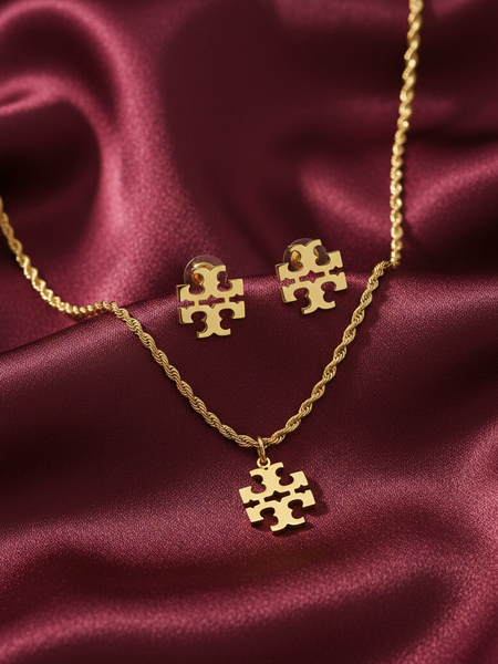 Classic Gold Neck Set Satin Cloth