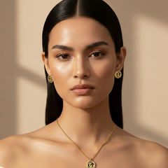 Amaura Noir Gold Emblem Set With Model