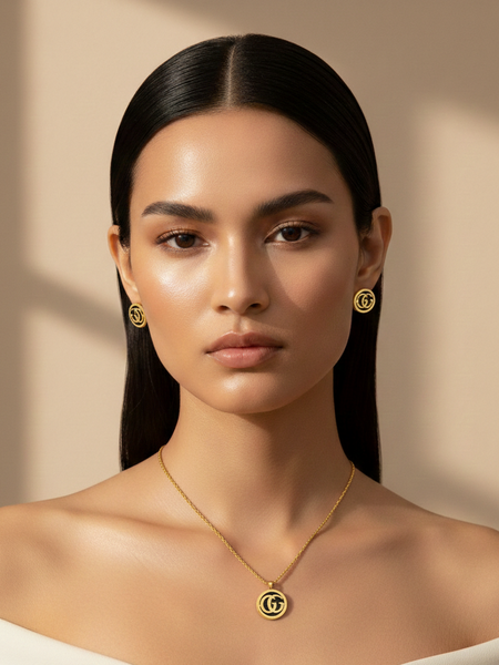 Amaura Noir Gold Emblem Set With Model