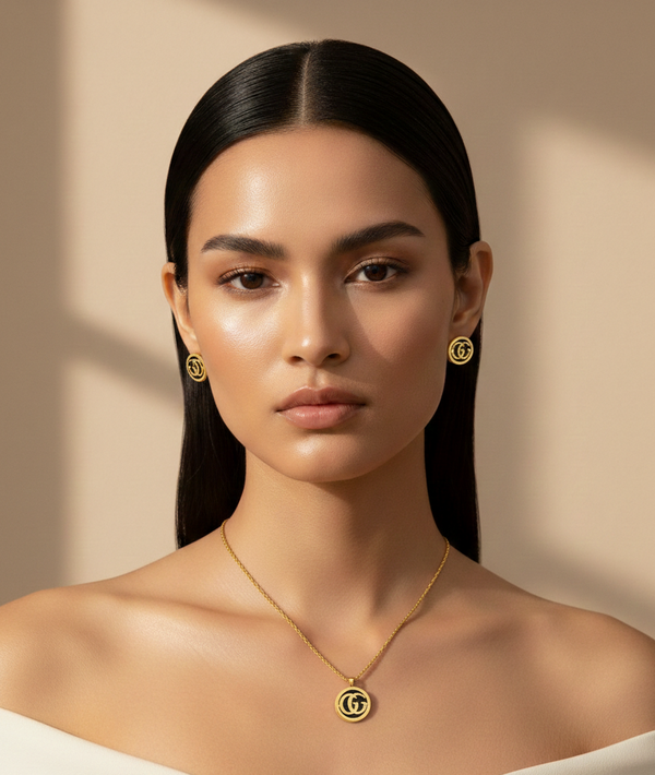 Amaura Noir Gold Emblem Set With Model