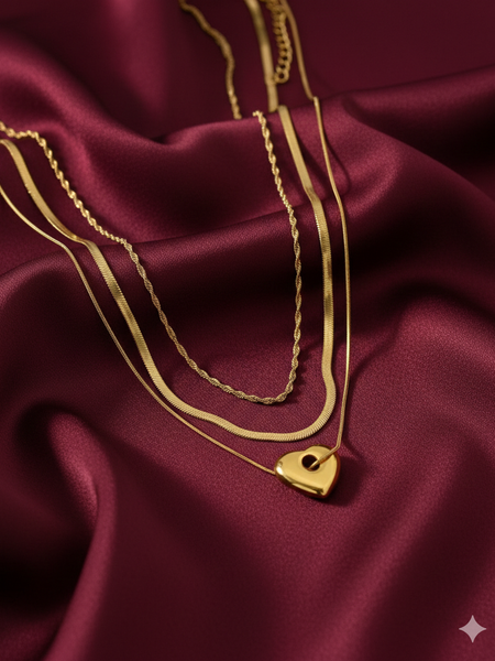 Triple Glow Heart Layered Chain Image