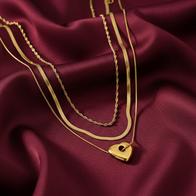 Triple Glow Heart Layered Chain Image