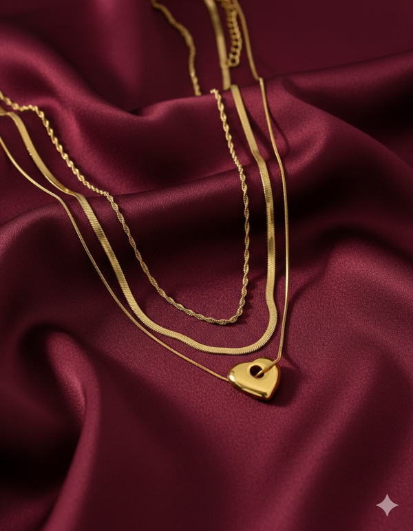 Triple Glow Heart Layered Chain Image
