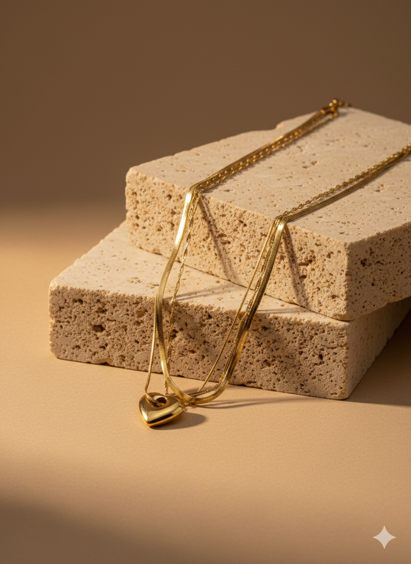 Triple Glow Heart Layered Chain Picture