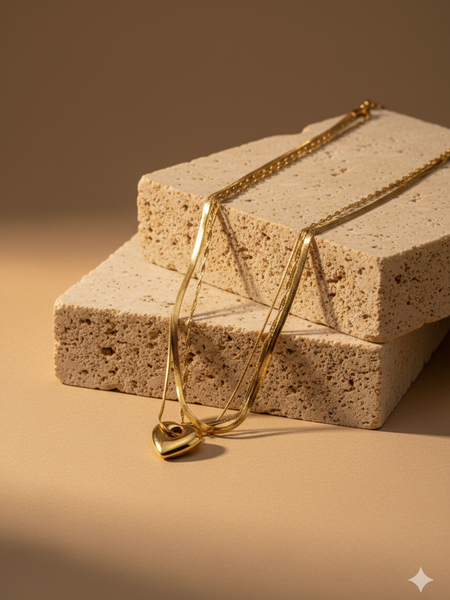 Triple Glow Heart Layered Chain Picture