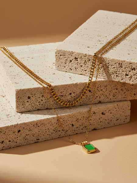 Emerald Drop Layered Chain 