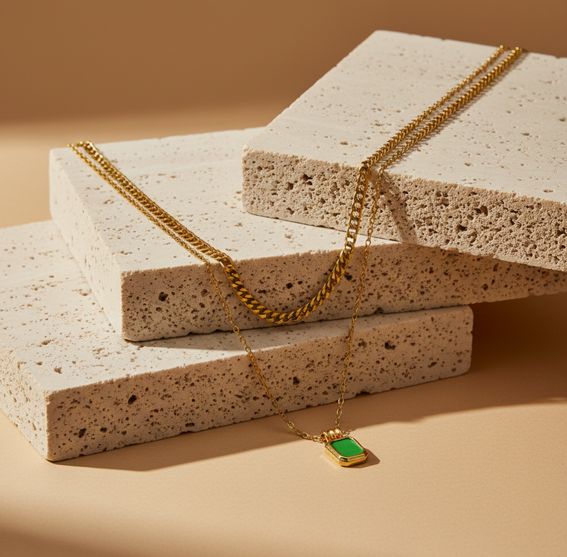 Emerald Drop Layered Chain 